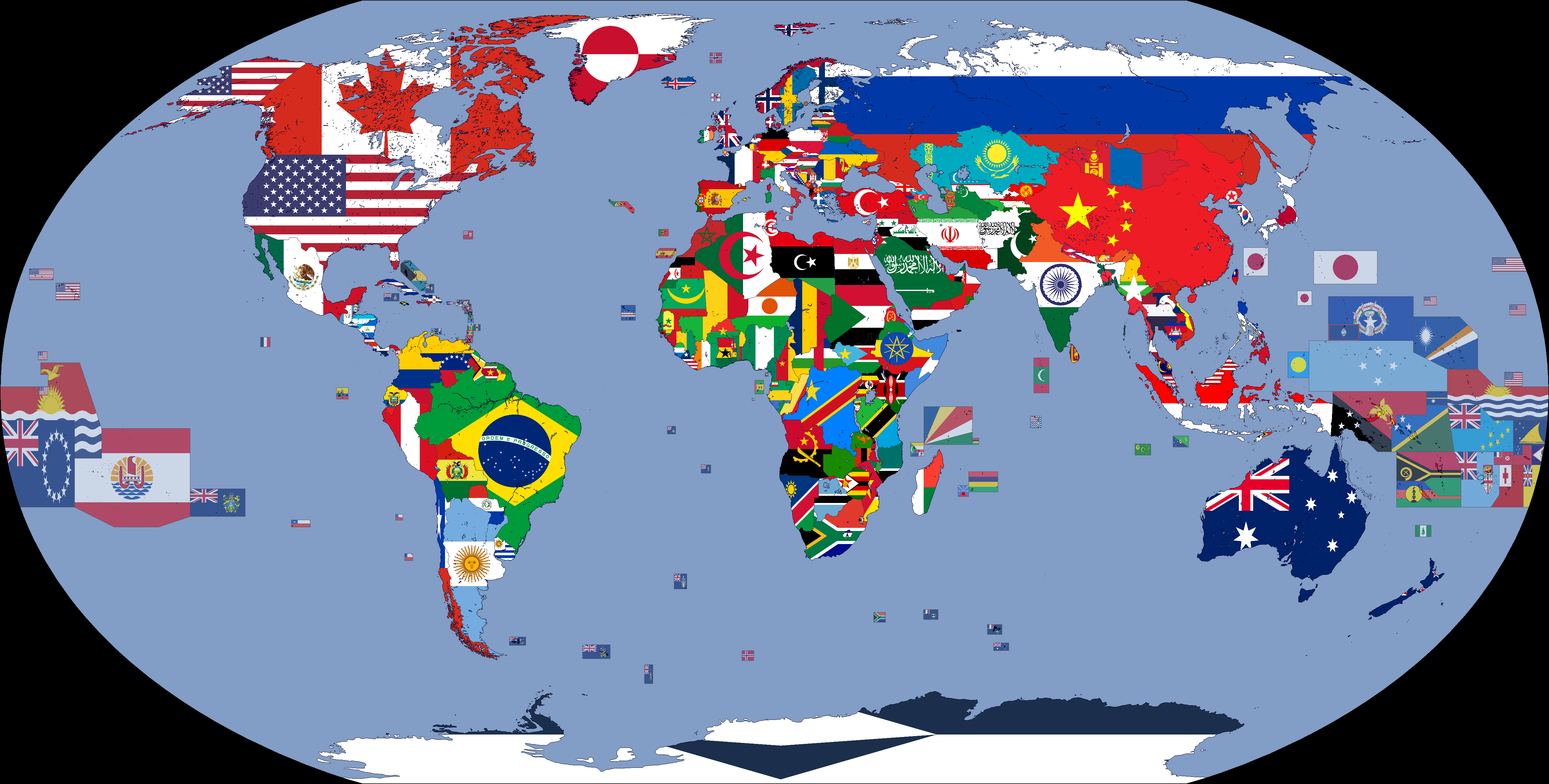 flags of the world map