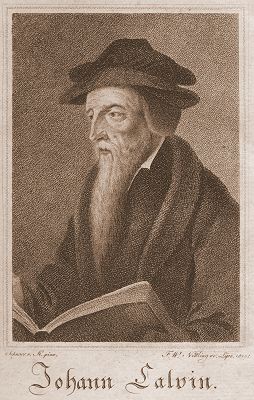 English: John Calvin Deutsch: Maße: 10,9 x 7,8...