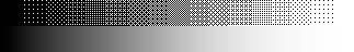 The characteristic 17 patterns of the 4x4 ordered dithering matrix can be seen clearly when used with only two colors, black and white. Each pattern is shown above the corresponding undithered shade. Ordered 4x4 Bayer matrix dithering.png