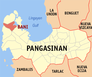 Mapa han Pangasinan nga nagpapakita kon hain nahamutang an Bani