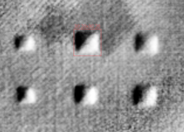 File:Steinbichler Shearography Honeycomb with CFRP Top Layer Artificial failures that simulate layer-core delaminations Demodulated Result.jpg