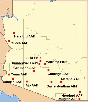 Major airfields in Arizona during World War II.