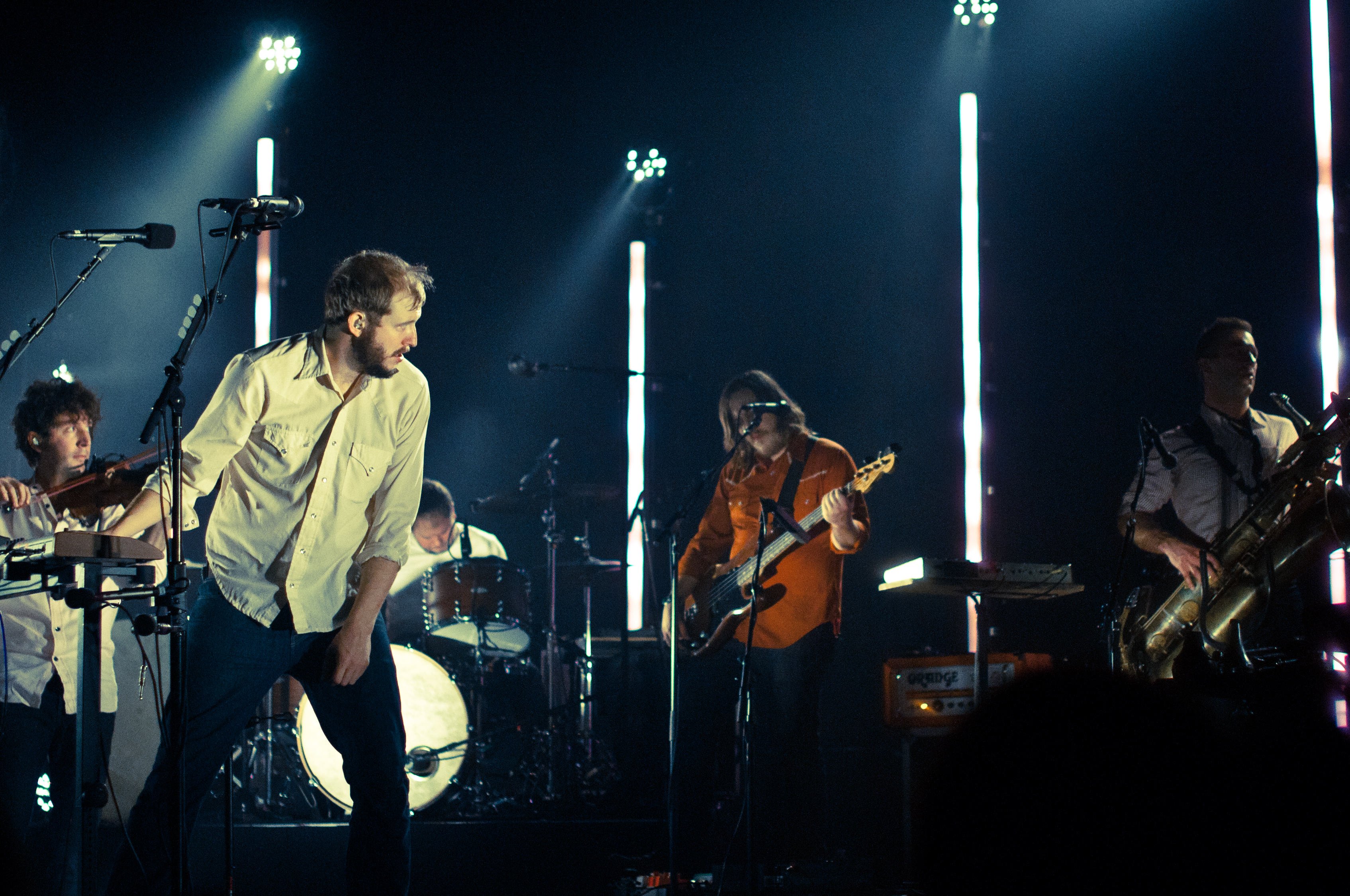 Justin Vernon (L) known as Bon Iver of Big Red Machine Band