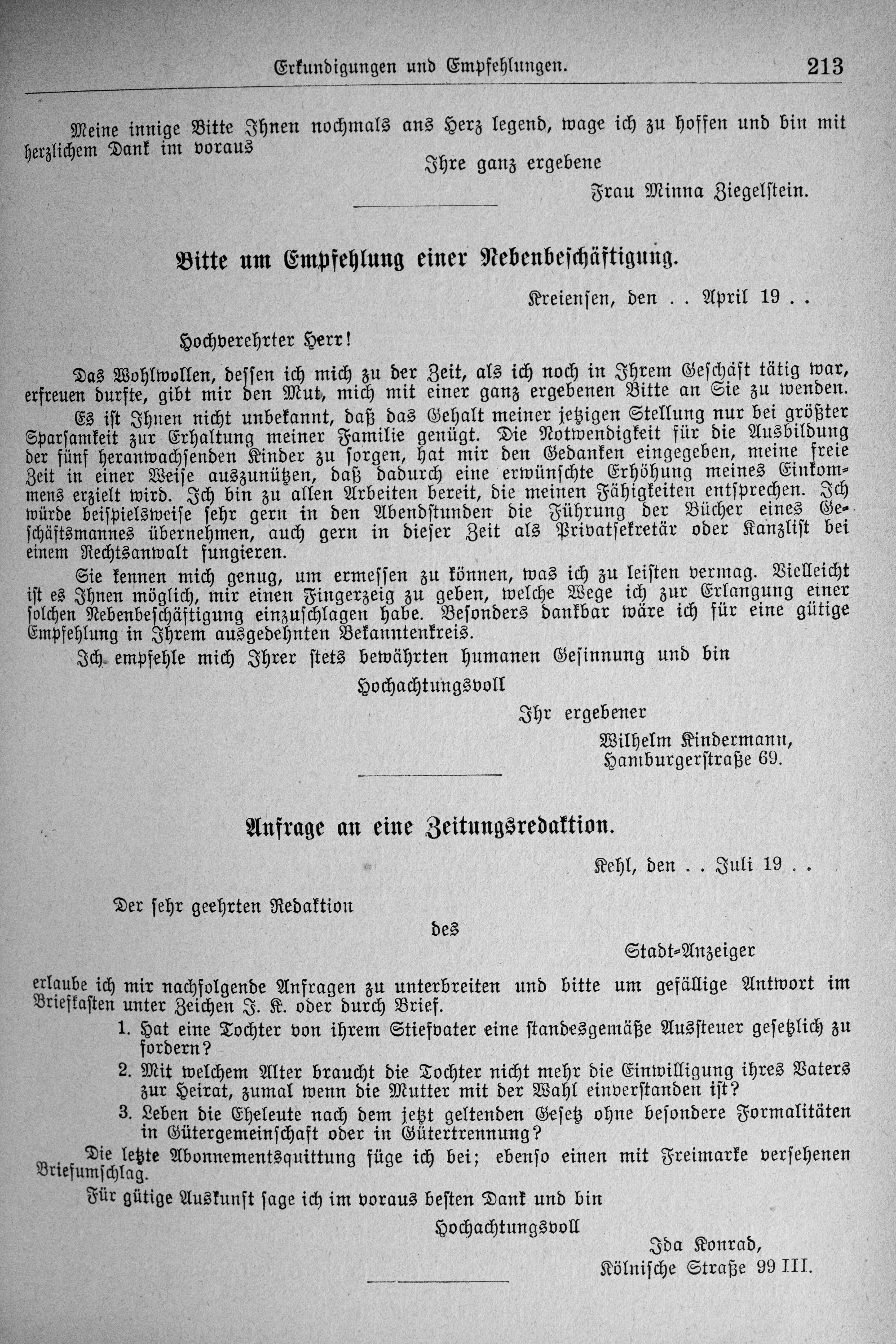 File Der Haussekretar Hrsg Carl Otto Berlin Ca 1900 Seite 213 Jpg Wikimedia Commons