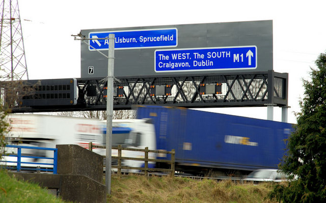 File:Motorway sign, Sprucefield-Lisburn - geograph.org.uk - 1749808.jpg