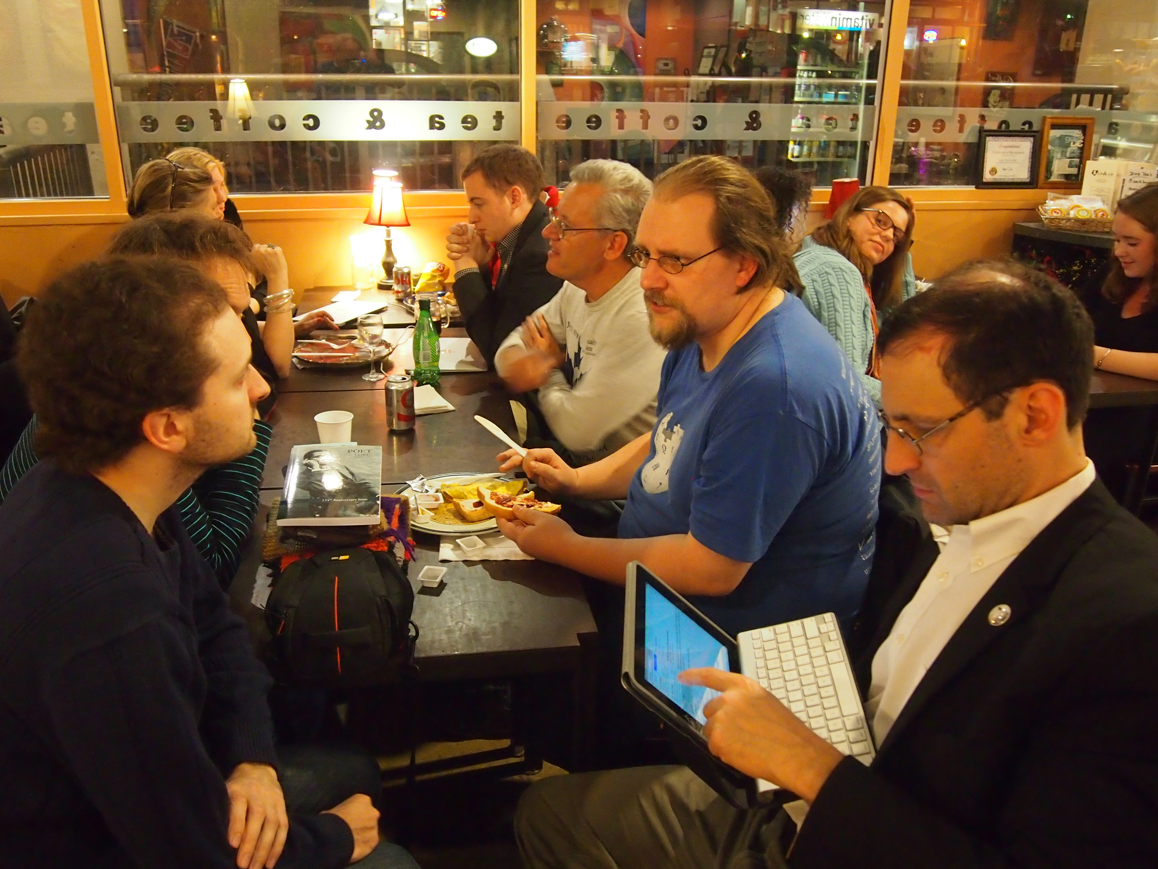 Wikipedia editors sitting at a table