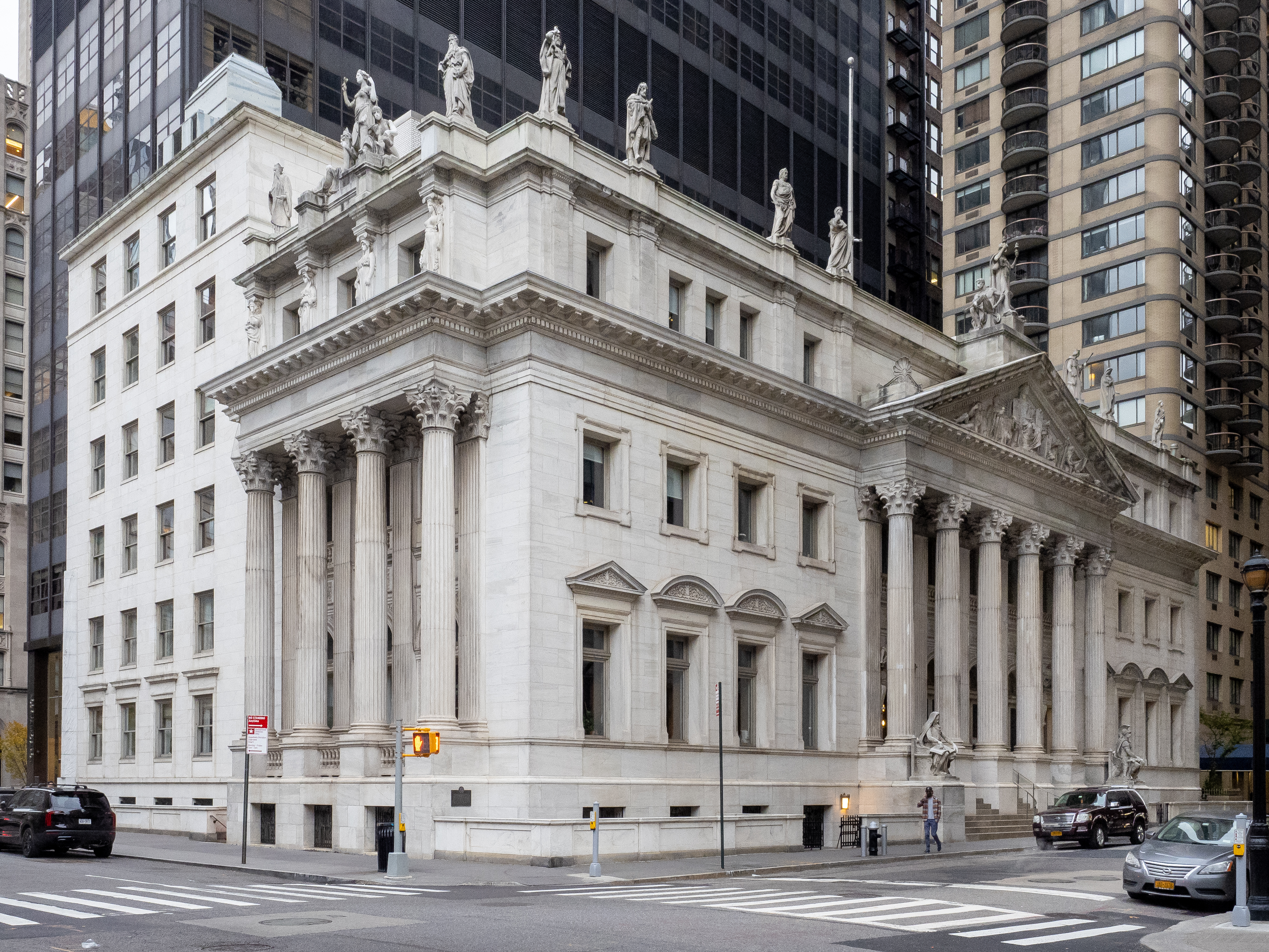 Portico of Bush House - ornate statues and the phrase To the