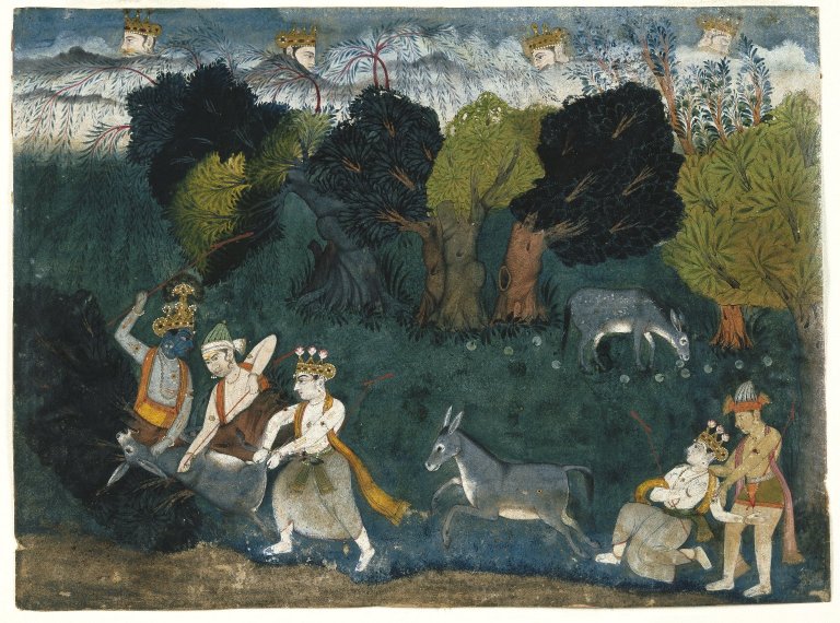 File:Brooklyn Museum - Balarama Kills the Ass Demon Page from a Dispersed Bhagavata Purana Series.jpg