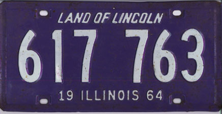 File:Illinois 1964 license plate - Number 617 763.jpg