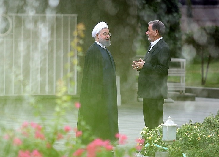 File:President Hassan Rouhani and VP Eshaq Jahangiri speaking eachother after first meeting of new cabinet 01.jpg