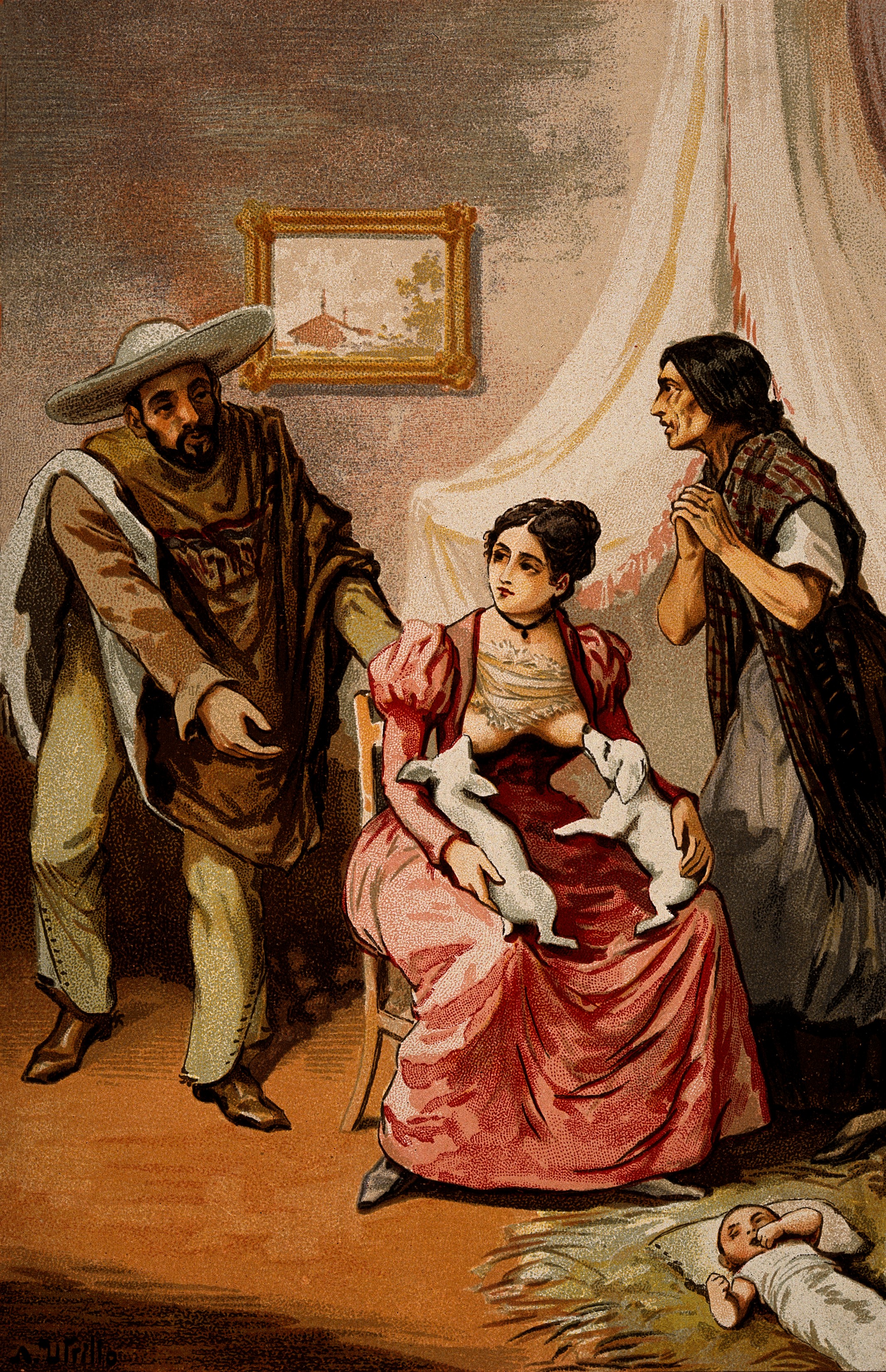 File:A woman breast feeding two puppies whilst two Mexican peasants implore  her to feed their baby Wellcome V0015049.jpg - Wikimedia Commons