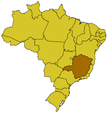 A map of Brazil with Minas Gerais highlighted. BR Minas Gerais map.png