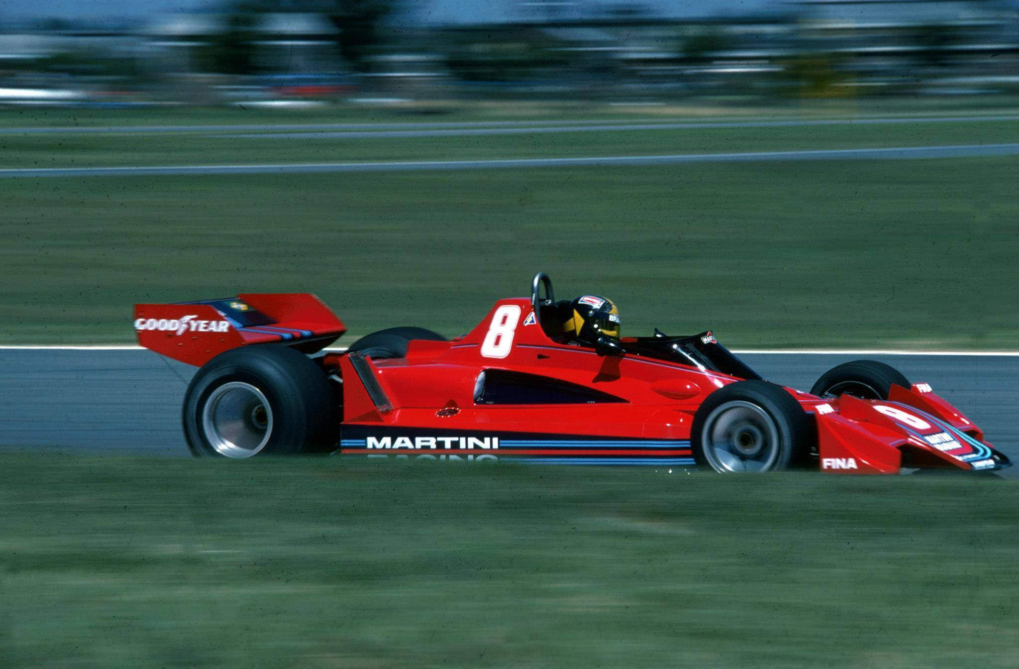 Portrait of Brabham Alfa Romeo driver Carlos Pace of Brazil