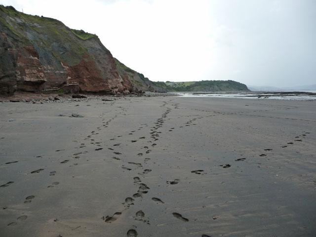 File:Footprints on the beach, west of Watchet - geograph.org.uk - 1714779.jpg