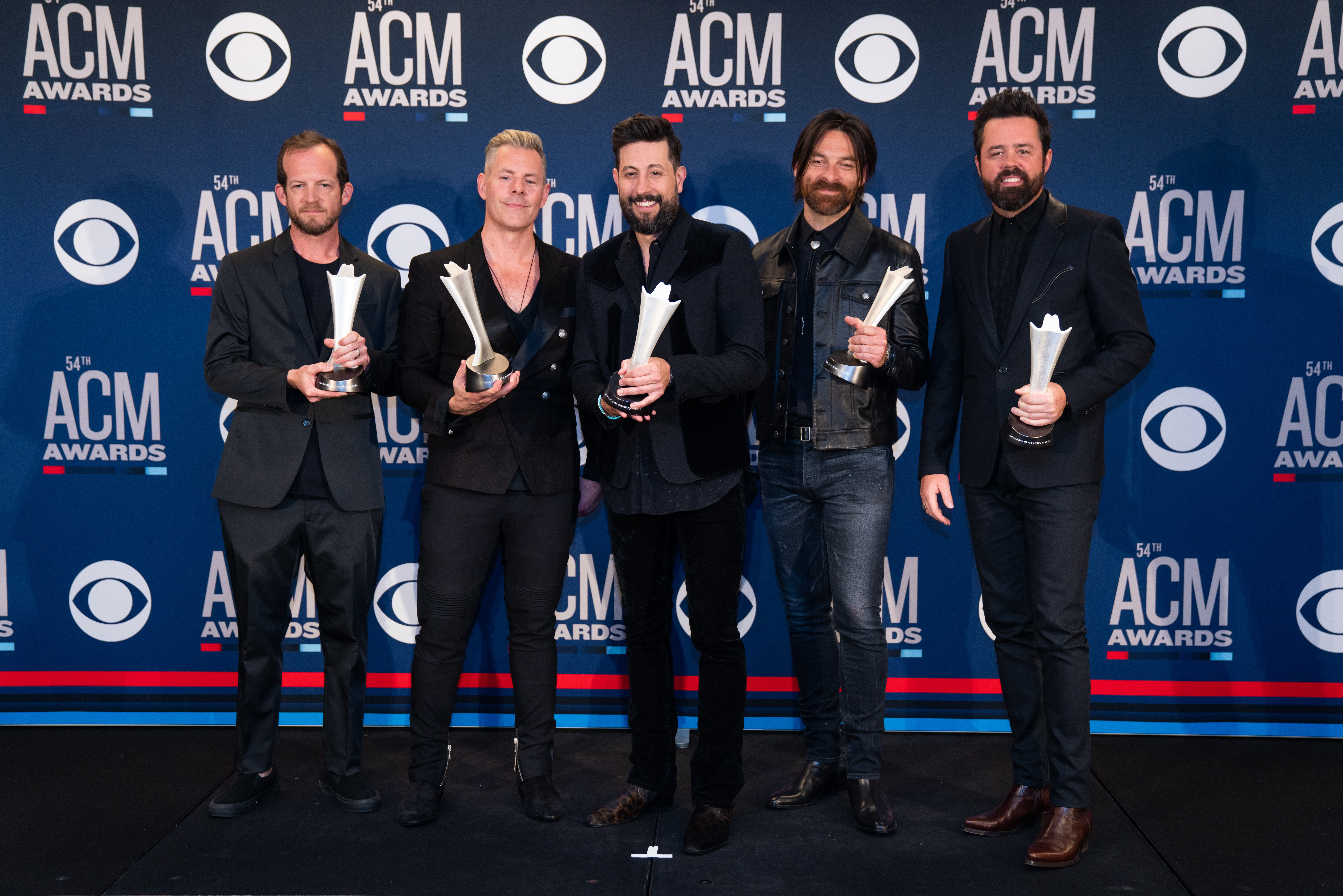 Old Dominion at the [[54th Academy of Country Music Awards]]. From left to right: Whit Sellers, Trevor Rosen, Matthew Ramsey, Geoff Sprung, and Brad Tursi.