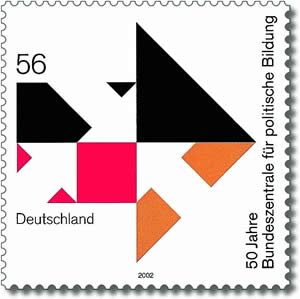 Timbre-poste allemand de 2002 émis à l'occasion du cinquantenaire de l'agence.