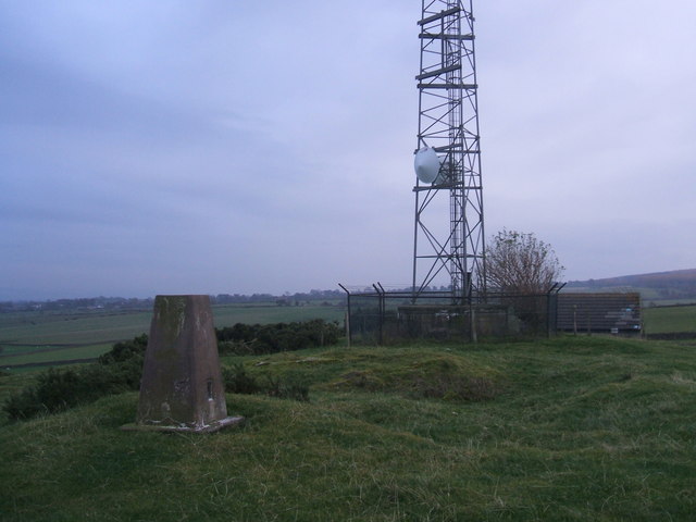 File:Trig Point and tower on How Hill - geograph.org.uk - 1035874.jpg