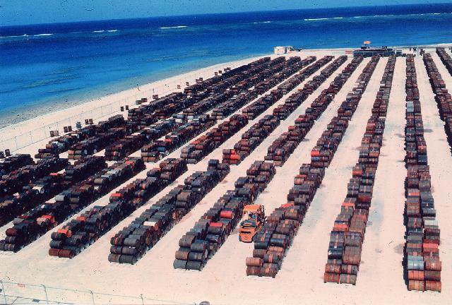 File:Leaking Agent Orange Barrels at Johnston Atoll.jpg