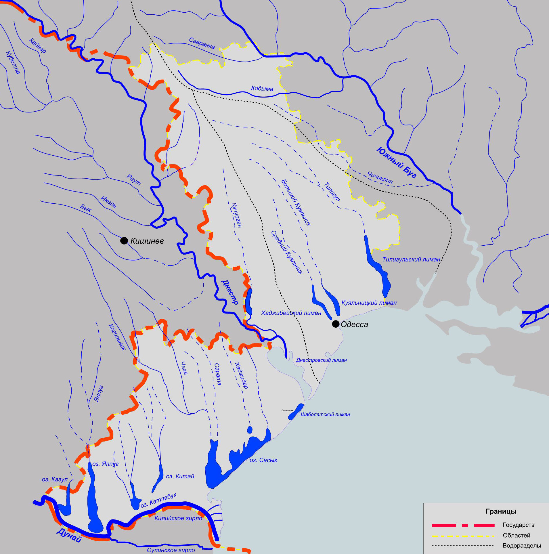 Река Днестр на карте Украины