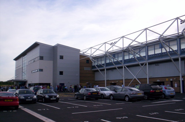 Small picture of Shrewsbury Town Football Club (The Shrews)(Greenhous Meadow) courtesy of Wikimedia Commons contributors