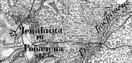 Деревня Чевакино на карте 1917 года