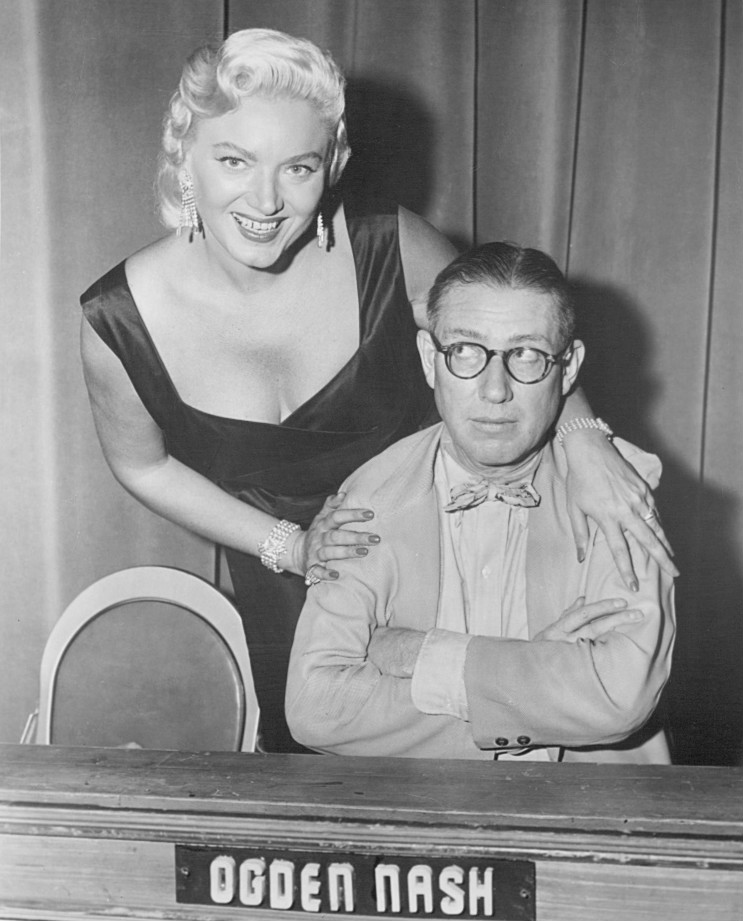 Ogden Nash and [[Dagmar (actress)|Dagmar]] from the television game show ''[[Masquerade Party]]'', 1955