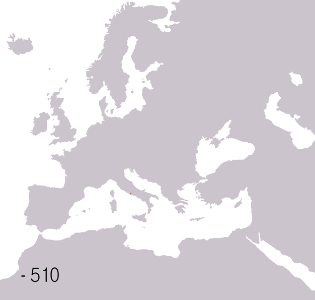 Rome's expansion - Credit https://upload.wikimedia.org/wikipedia/commons/e/ea/Roman_Republic_Empire_map.gif