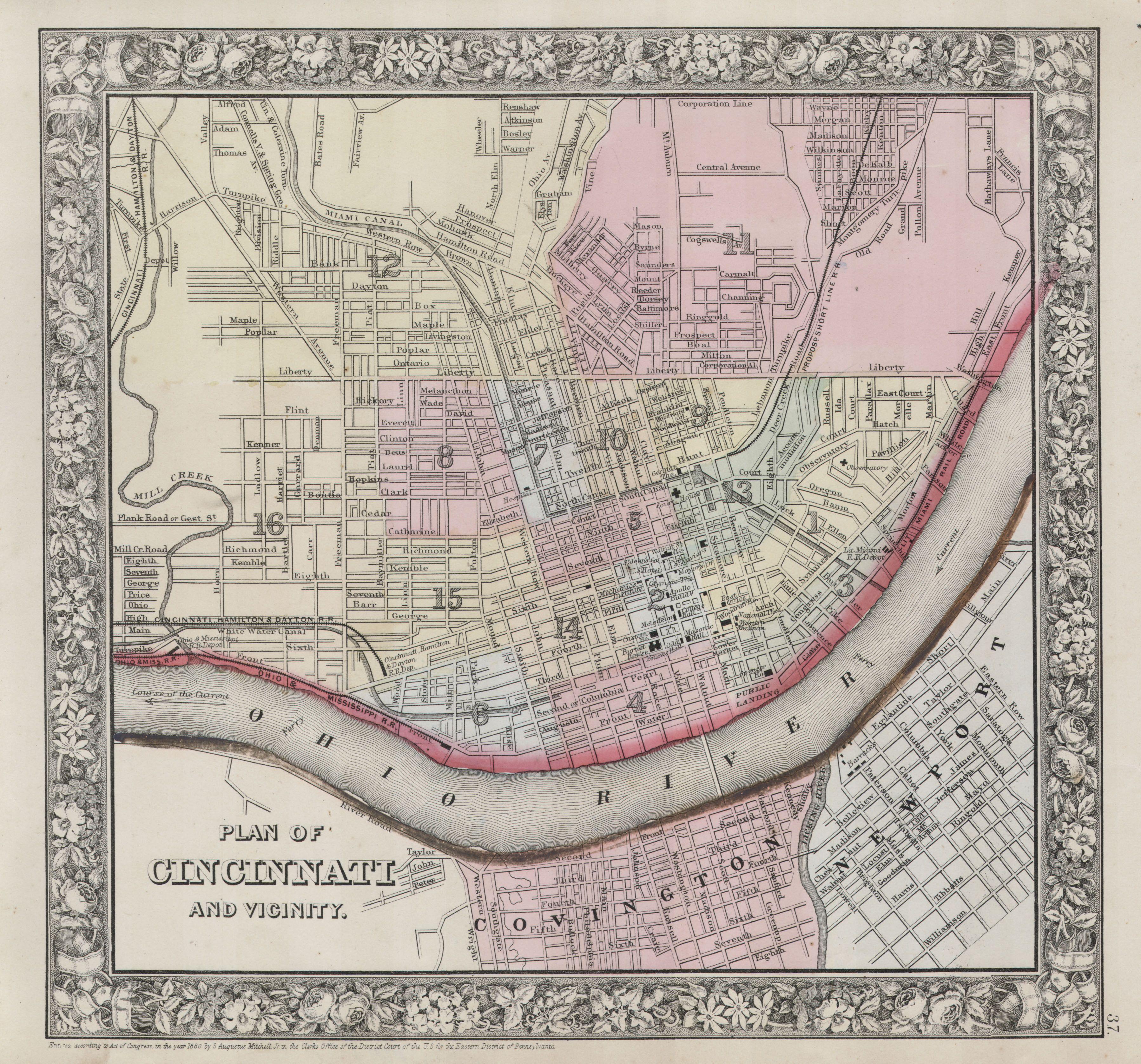 Old Maps Of Cincinnati File:1864 Mitchell Map Of Cincinnati. Ohio - Geographicus - Cincinnati-Mitchell-1864.Jpg  - Wikimedia Commons