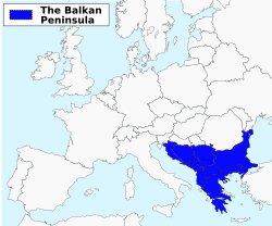 Balkan, Syldavian ja Bordurian yleinen sijainti.