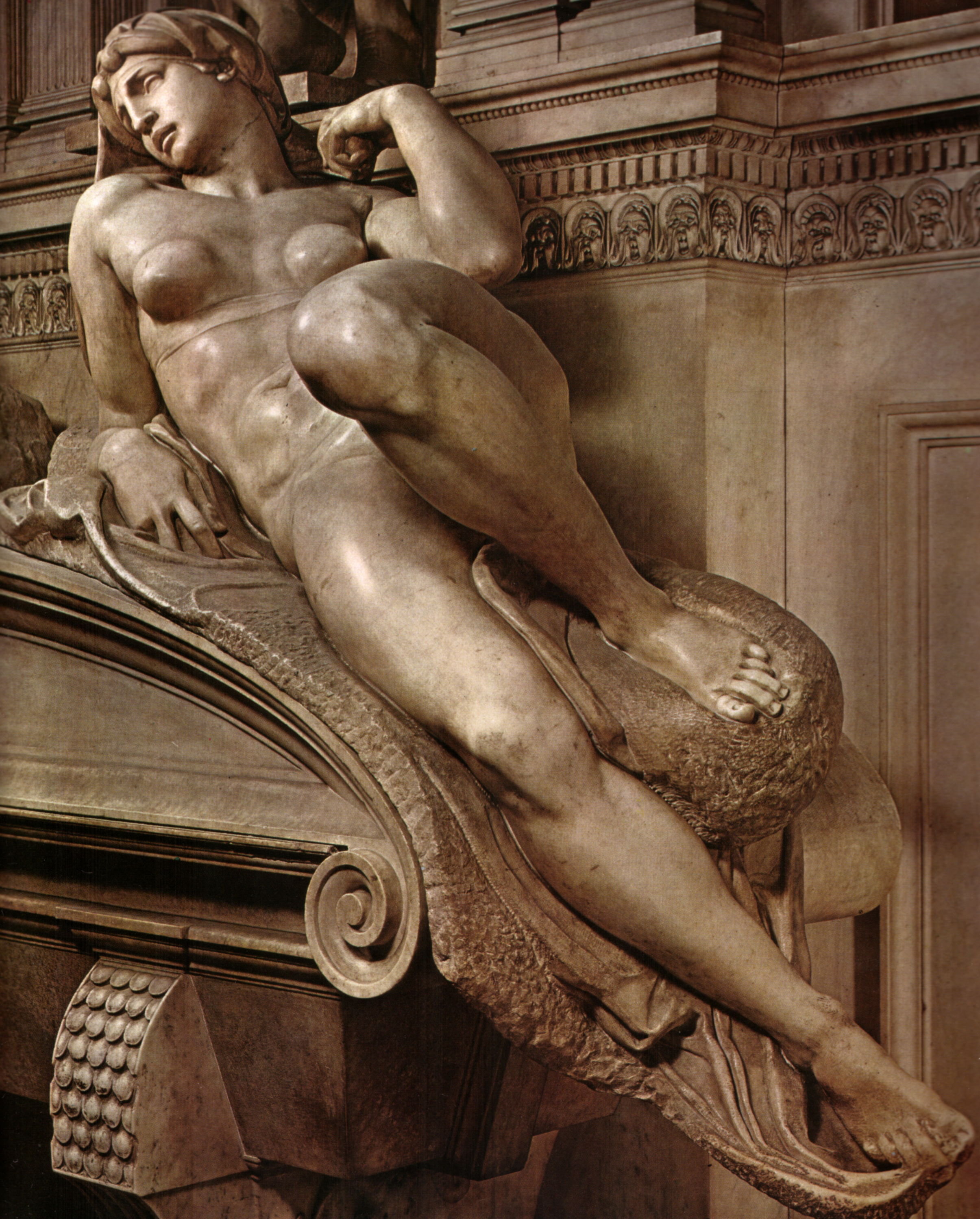 Michelangelo Buonarroti, Tomba Lorenzo de' Medici II (Aurora), Sagrestia Nuova, Basilica di San Lorenzo, Firenze