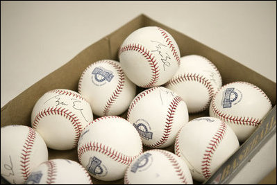 File:Signed George W. Bush baseballs at Nationals home opener 2005-04-14.jpg