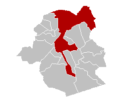 Brussels-Capital Region with the City of Brussels (one of 19 municipalities) in red