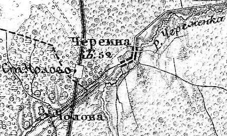 Деревня Чолово на карте 1915 года