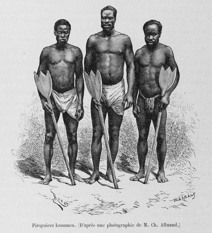 The Kru, Krao, Kroo, or Krou are a West African ethnic group who are indigenous to western Ivory Coast and eastern Liberia. European and American writers often called Kru men who enlisted as sailors or mariners Krumen. They migrated and settled along various points of the West African coast, notably Freetown, Sierra Leone, but also the Ivorian and Nigerian coasts. The Kru-speaking people are a large ethnic group that is made up of several sub-ethnic groups in Liberia and Ivory Coast. In Liberia, there are 48 sub-sections of Kru tribes, including the Jlao Kru. These tribes include Bété, Bassa, Krumen, Guéré, Grebo, Klao/Krao, Dida, Krahn people and Jabo people.