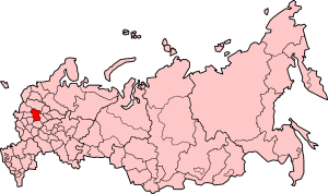 Местоположба на Московската област во рамките на Русија