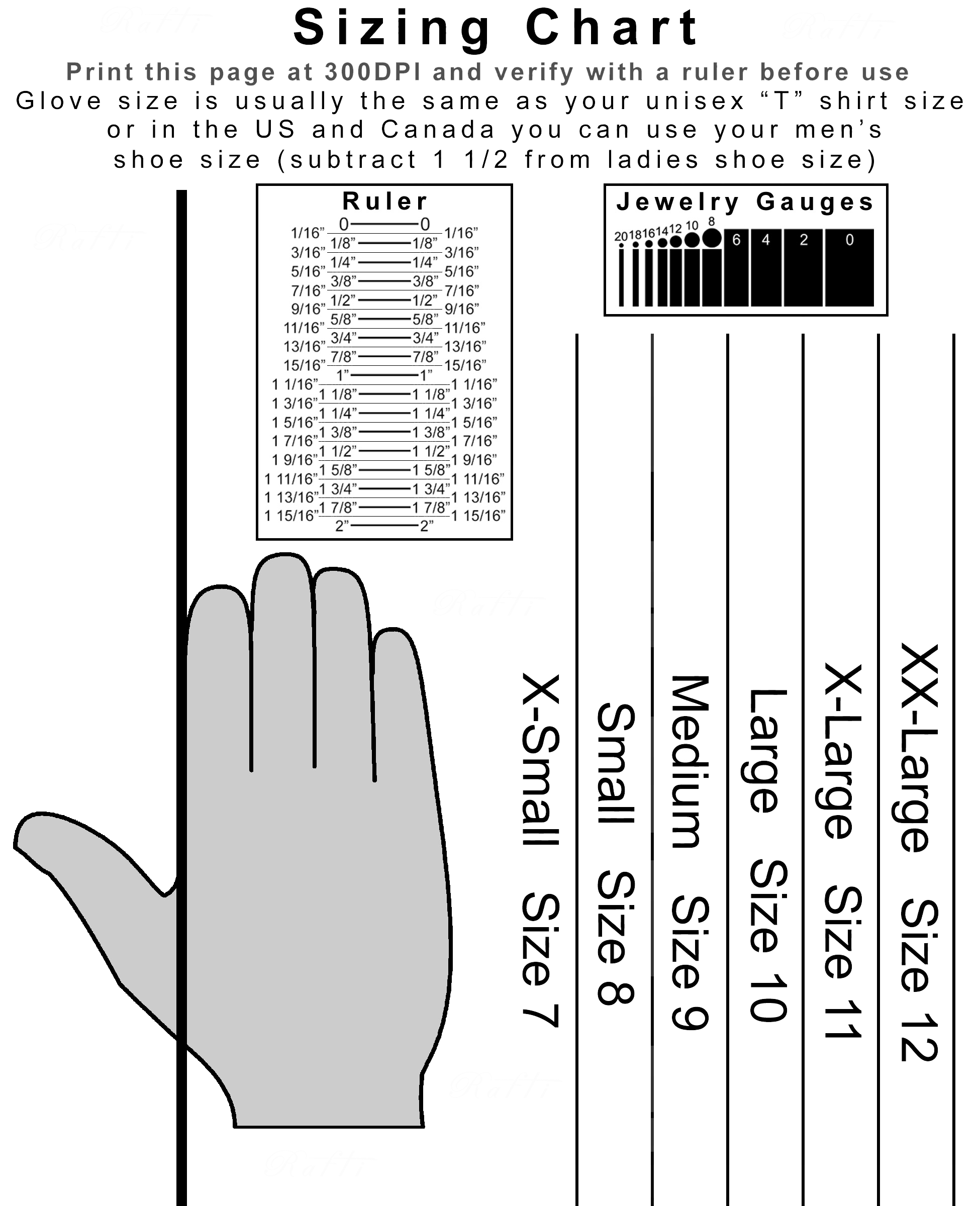 Cutters Gloves Size Chart