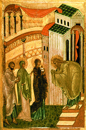 Meeting of the Lord, Russian Orthodox icon, 15th century