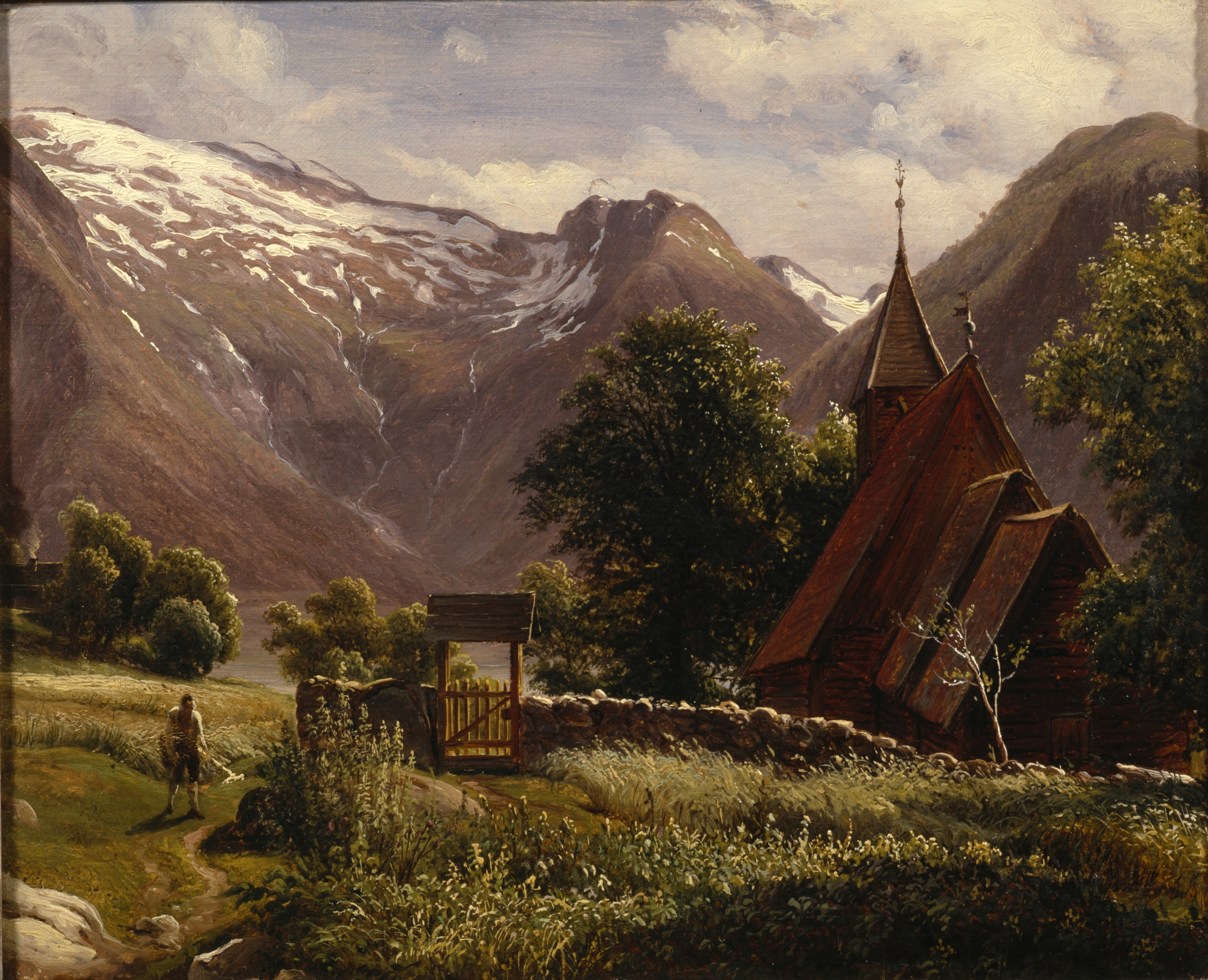 Thomas_Fearnley_-_Tjugum_kyrkje,_Balestr