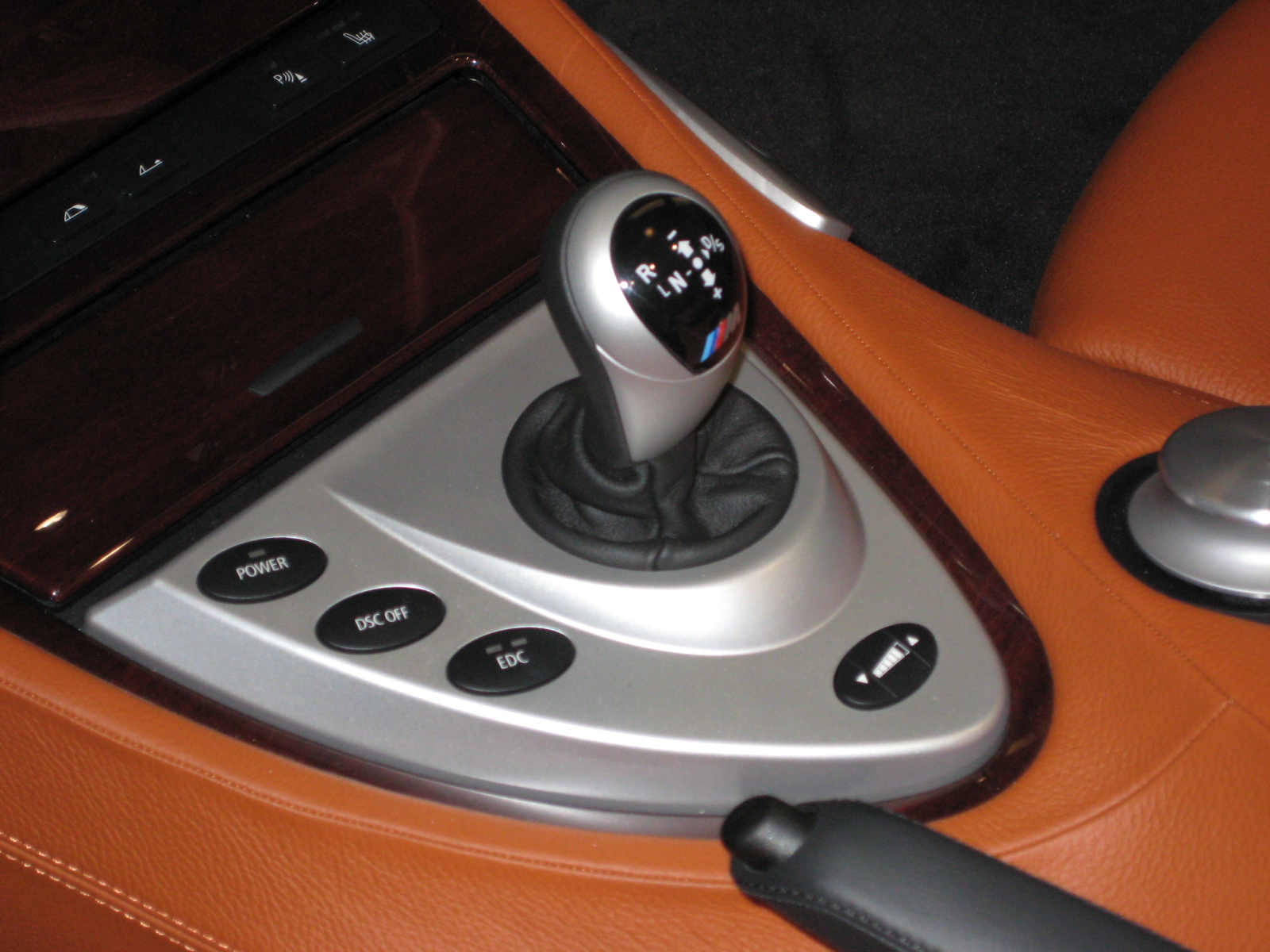 Mid-2000s BMW SMG-III shifter, with a selector for the shift speed located below the shifter