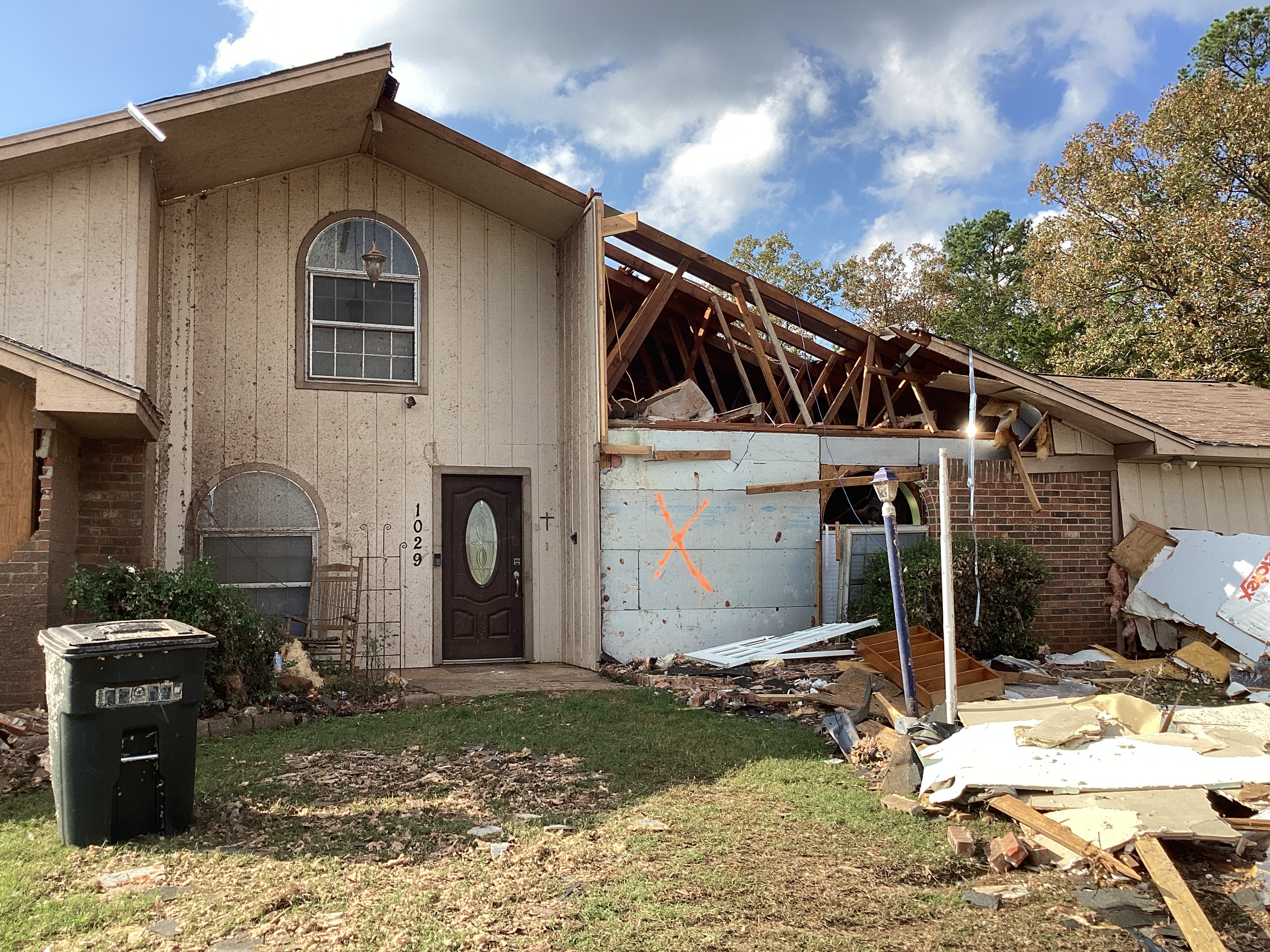 EF2 damage to a home in Hughes Springs, Texas.