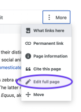 Une capture d'écran montrant la nouvelle option modification de page entière sur mobile.