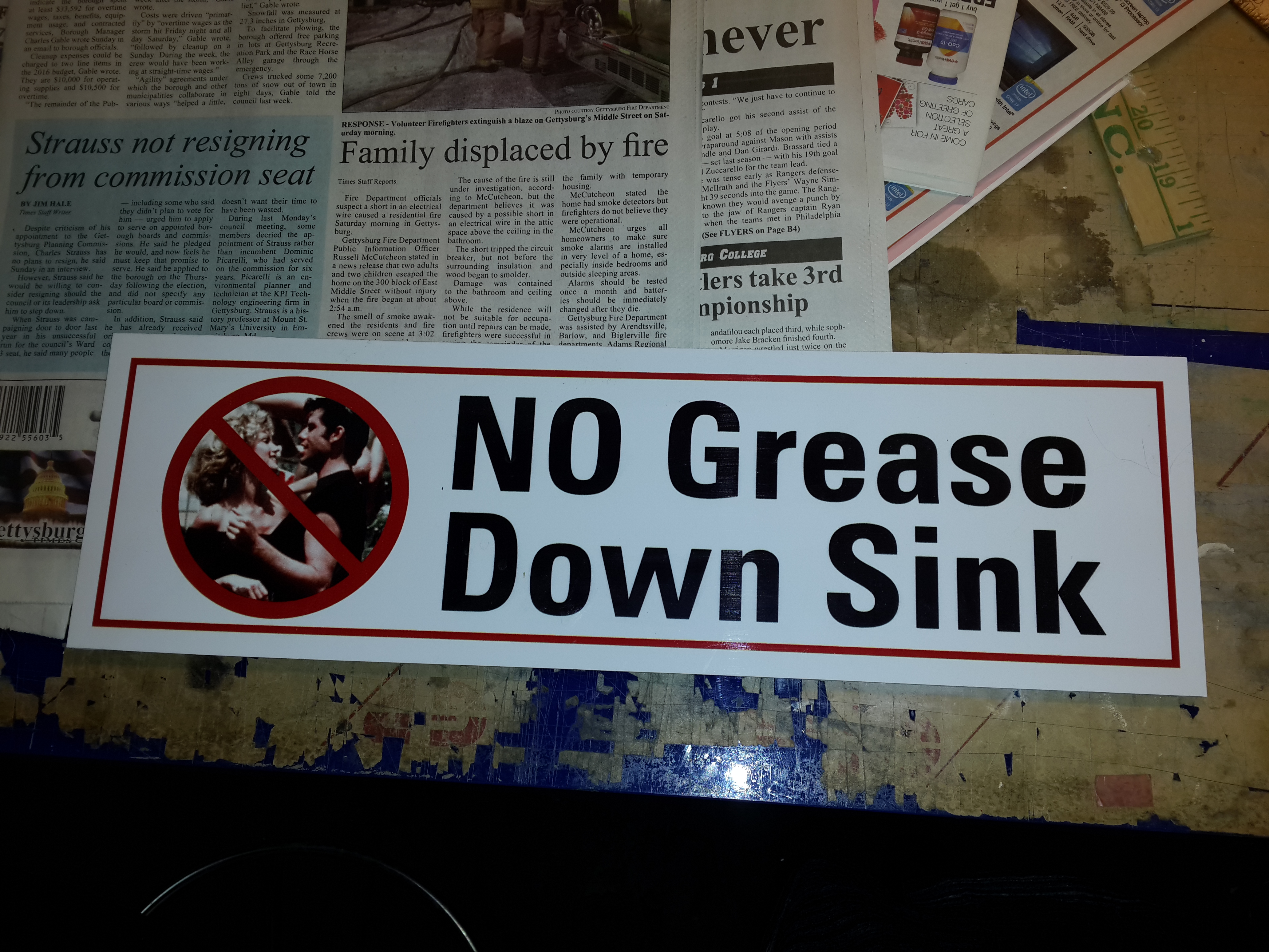File Gettysburg Signs No Grease In Sink Jpg Wikimedia Commons