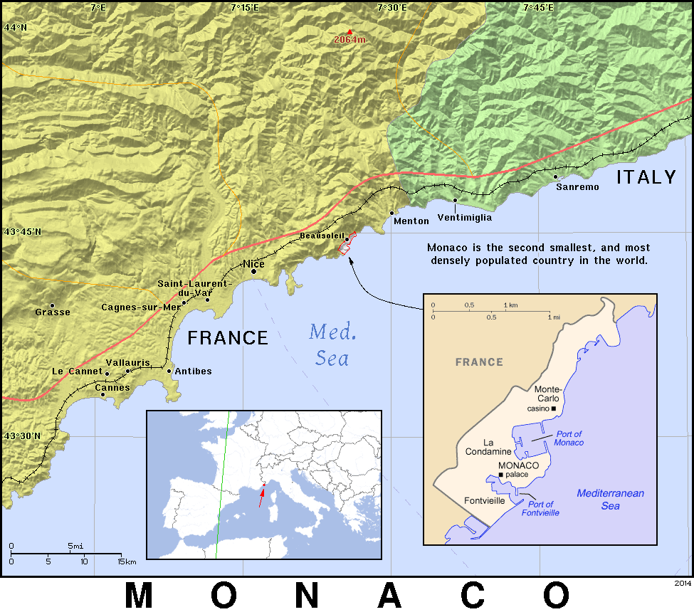 Монако карта мира на карте