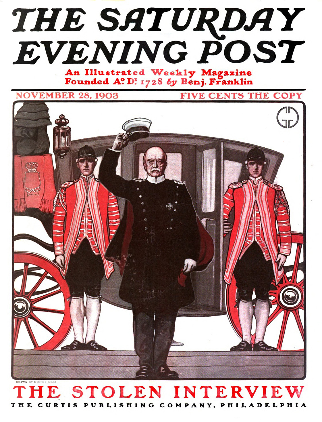 The November 28, 1903 edition of ''[[The Saturday Evening Post]]'', published by Curtis Publishing Company