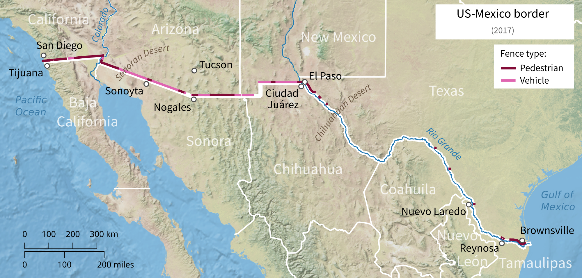 map of usa and mexico borders Mexico United States Barrier Wikipedia map of usa and mexico borders