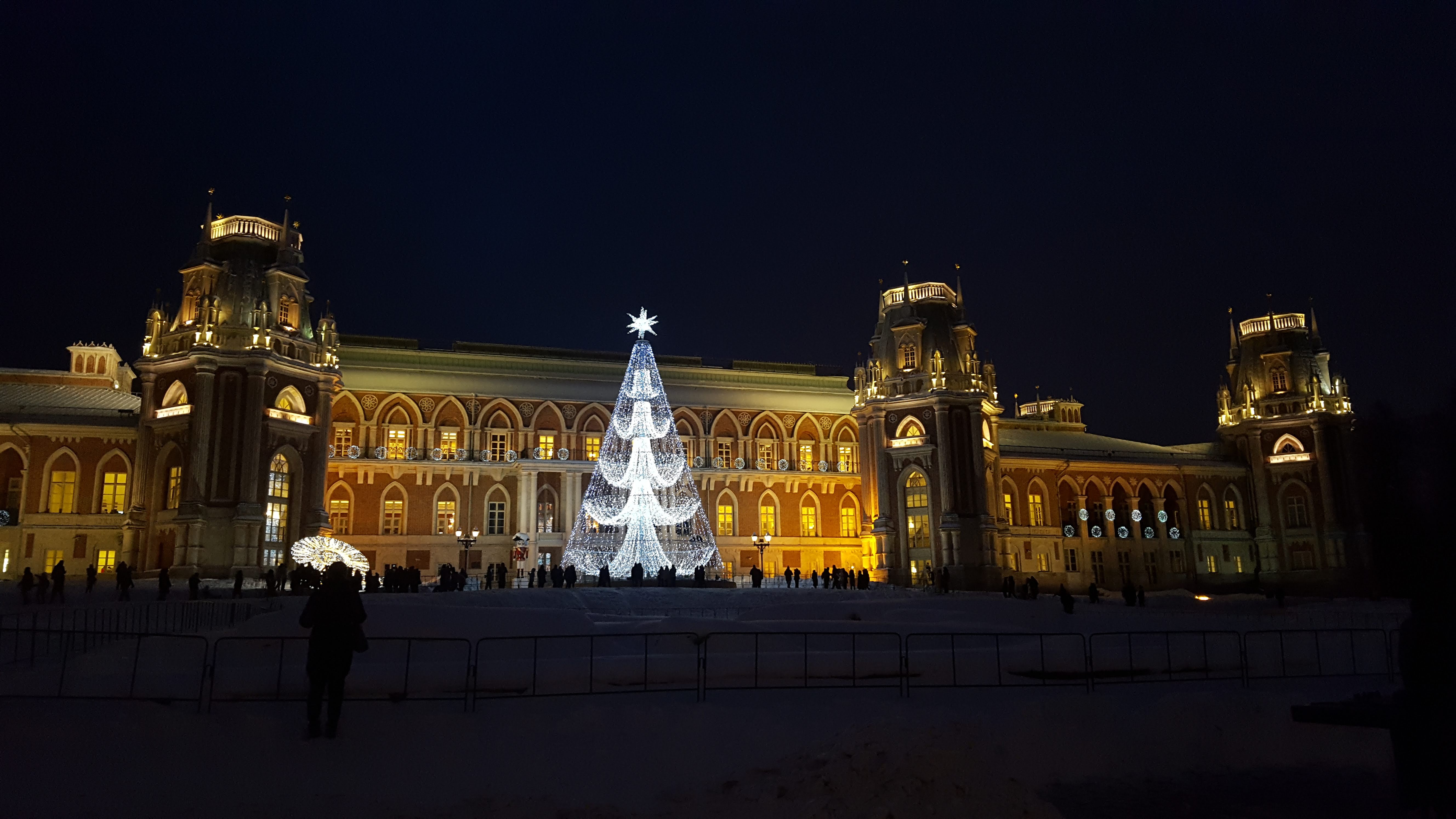 Ель перед дворцом. Парк Царицыно. Новогодняя ель в Царицыно перед дворцом. Площадь перед дворцом зимой. Хлебный дом Москва Царицыно.