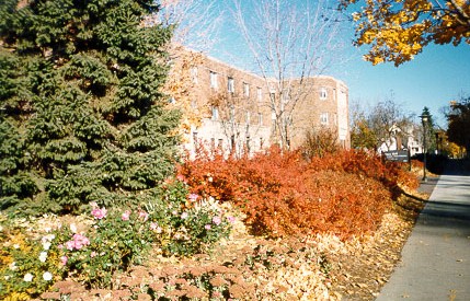 Drew Residence Hall in the autumn