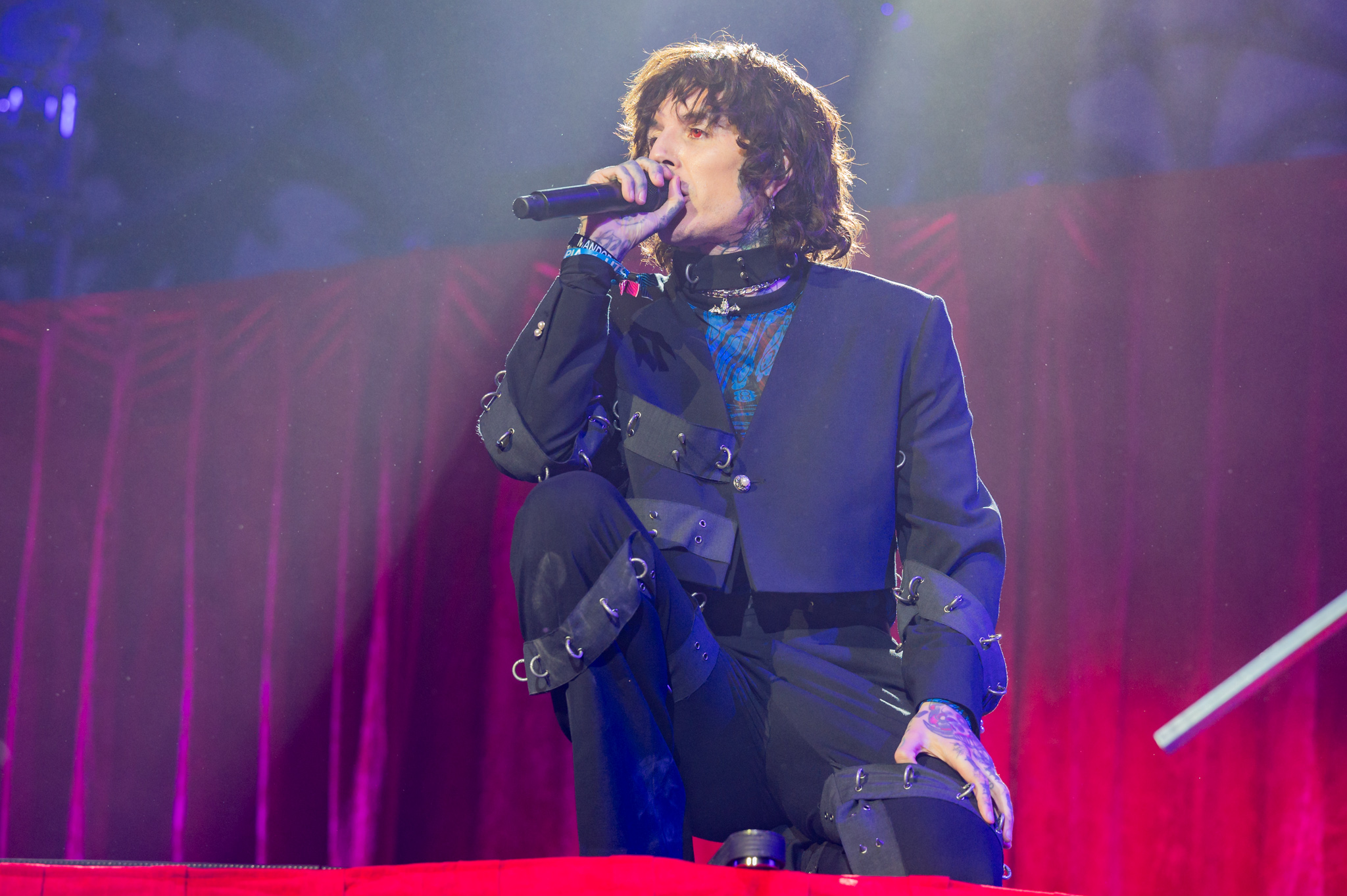 Oliver Sykes of the band Bring Me the Horizon performs in concert during  the Rock Allegiance Festival at PPL Park on Saturday, Oct. 10, 2015, in  Chester, Pa. (Photo by Owen Sweeney/Invision/AP