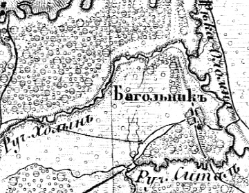 Деревня Багольник на карте 1915 года