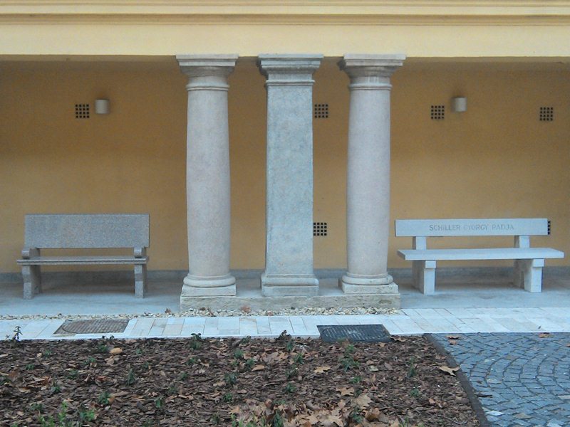 File:Budapest Szent Lukács Bath Budapest stone benches.jpg